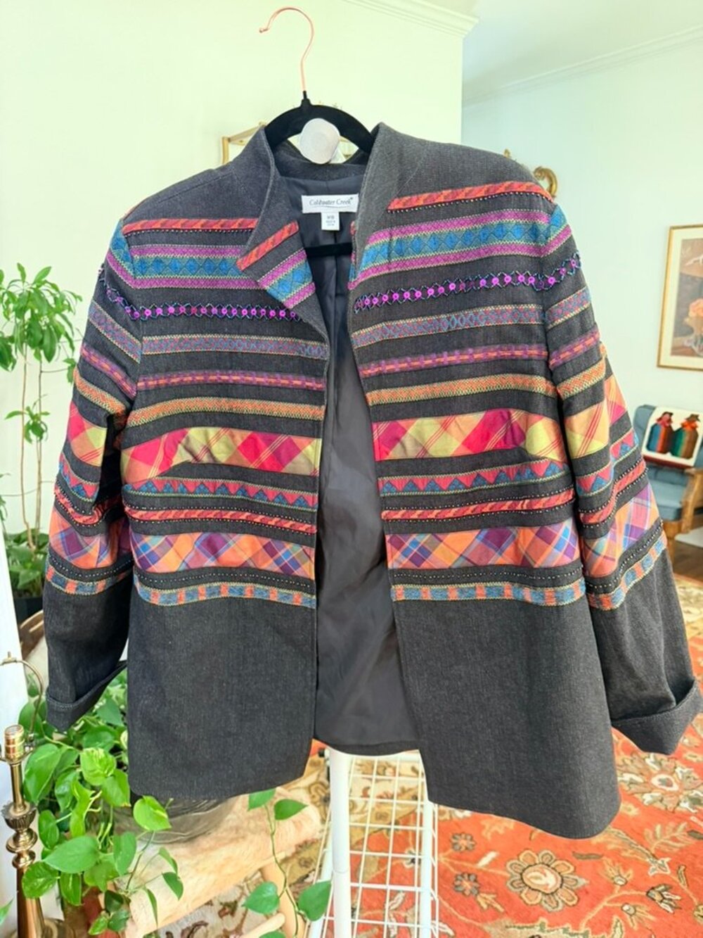 Coldwater Creek Embroidered Tapestry Blazer